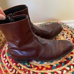 Jarman Benchmark Red Burgundy Brown Leather Ankle Boots